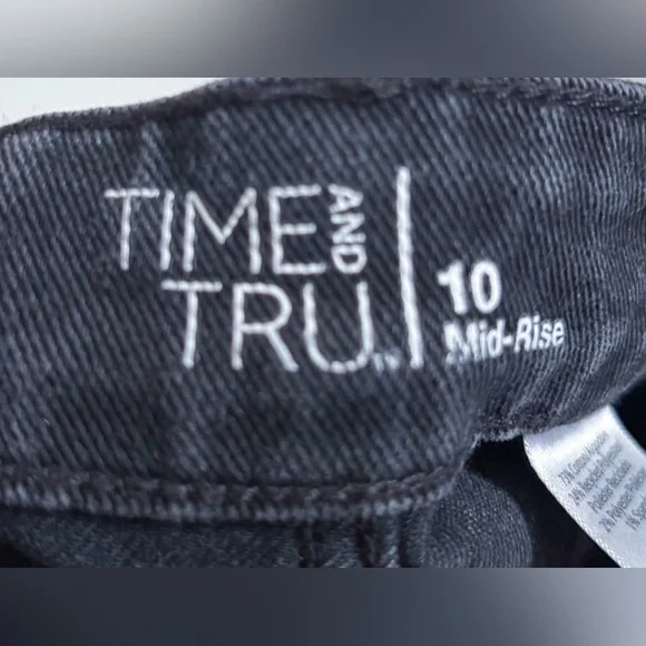 Washed Out Black Distressed Raw Hem Cropped Jeans 10 Whimsigoth Fairy Grunge - Picture 3 of 5